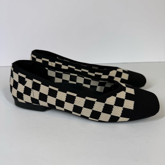VIVAIA Margot 2.0 Black & Off White Checkered Ballet Flats Square Toe Size 36 - Picture 4 of 10